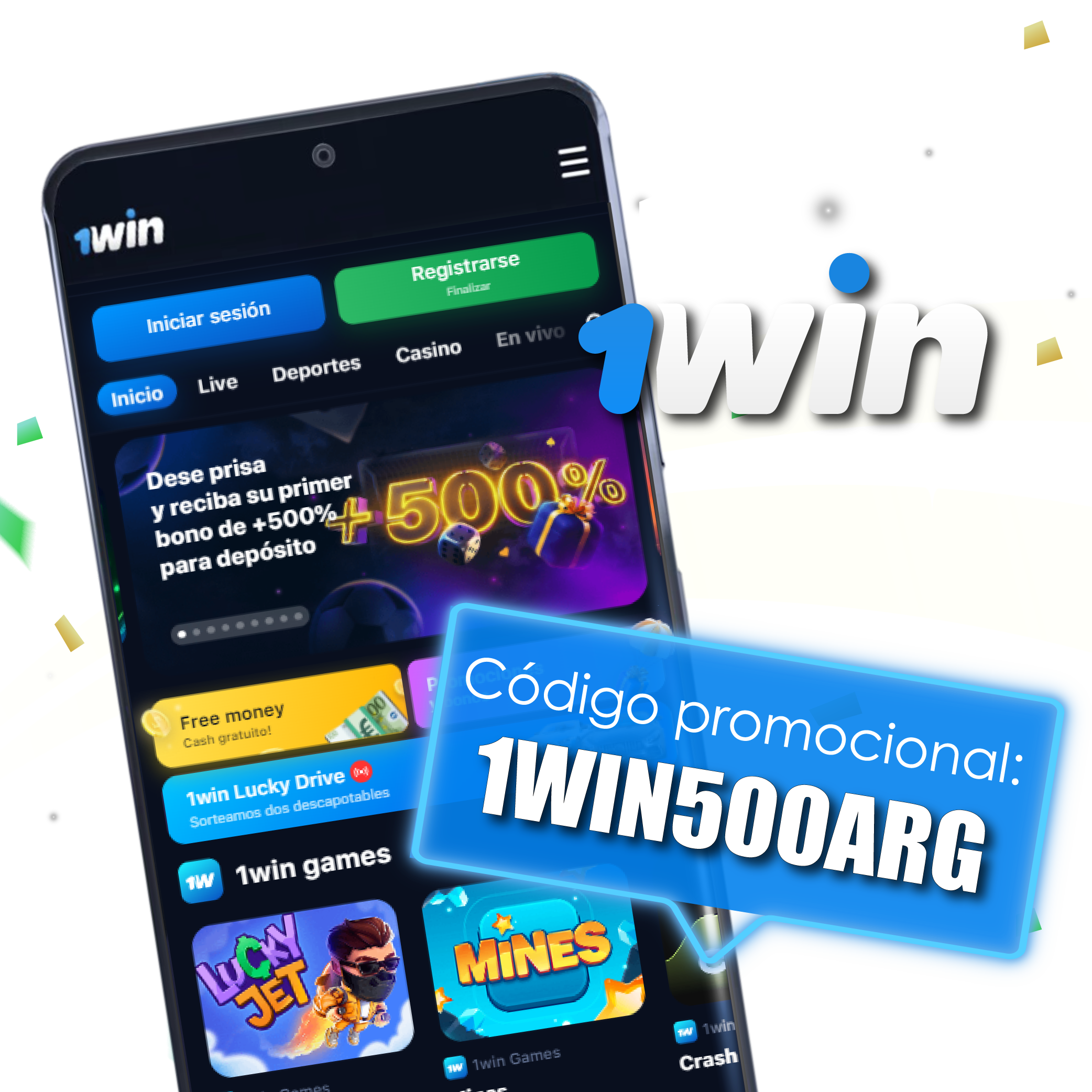 Código promocional 1WIN500ARG para activar bono de +500% en 1win Argentina desde el celular